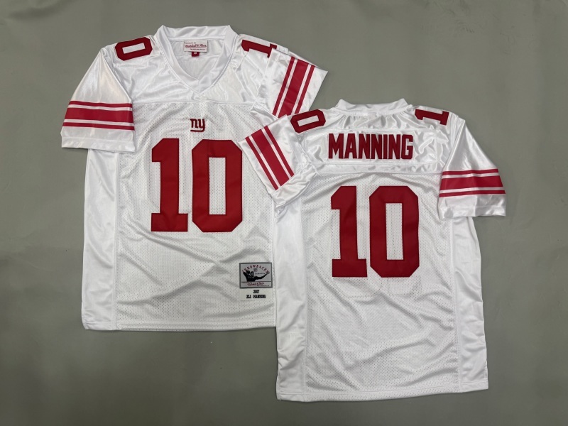 Men 2025 New York Giants #10 Manning white Throwback Limited NFL Jersey style 001